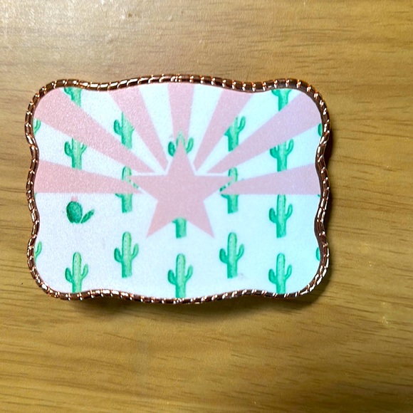 Wallet Buckle Accessories - Arizona flag cactus print belt buckle